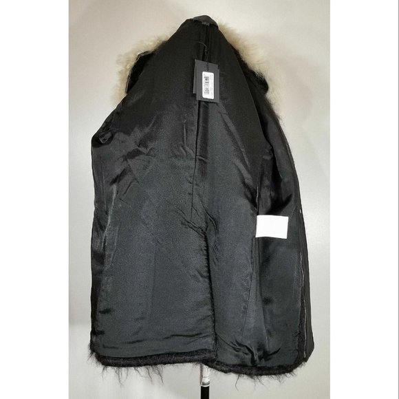 Alexander Wang Womens Black Lamb Shearling Fur Wool Blend Coat, Womens Size 4 - Picture 7 of 11